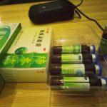 chinese medication green glass capsules
