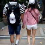 fashion white shorts pink top female