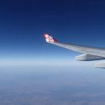 airplane flight blue skies