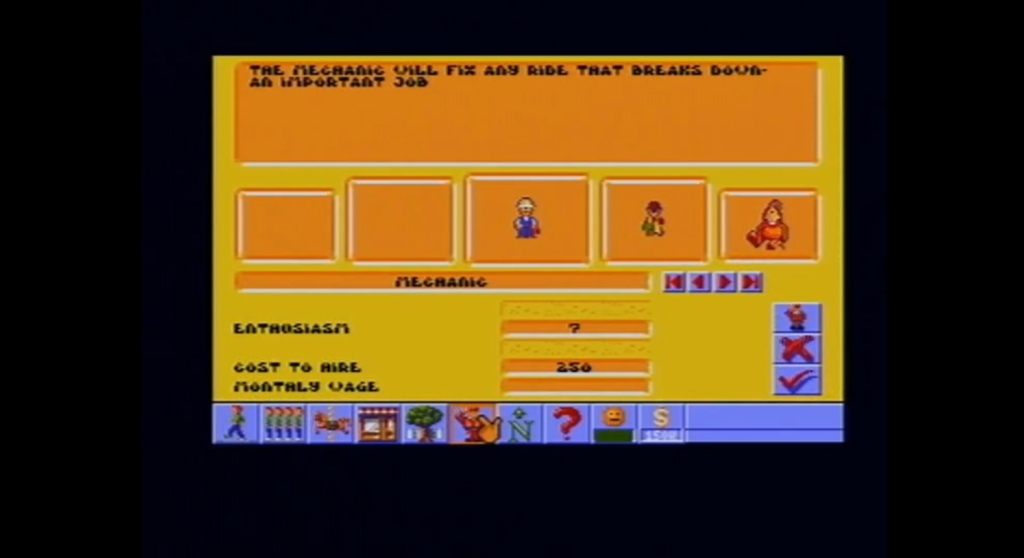 Theme Park Staff Screen Amiga 500