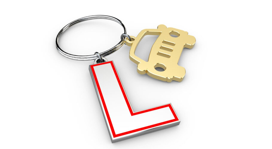 gold car driving school sign driving practice test