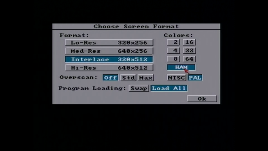 Deluxe Paint IV Choose Screen Format