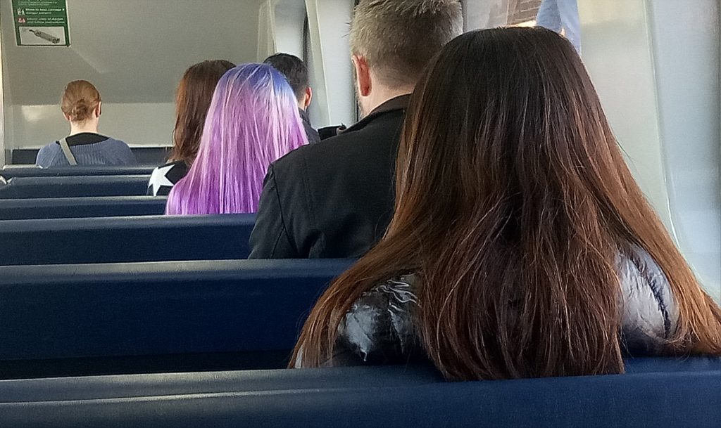Purple Dyed Hair Blonde On Train