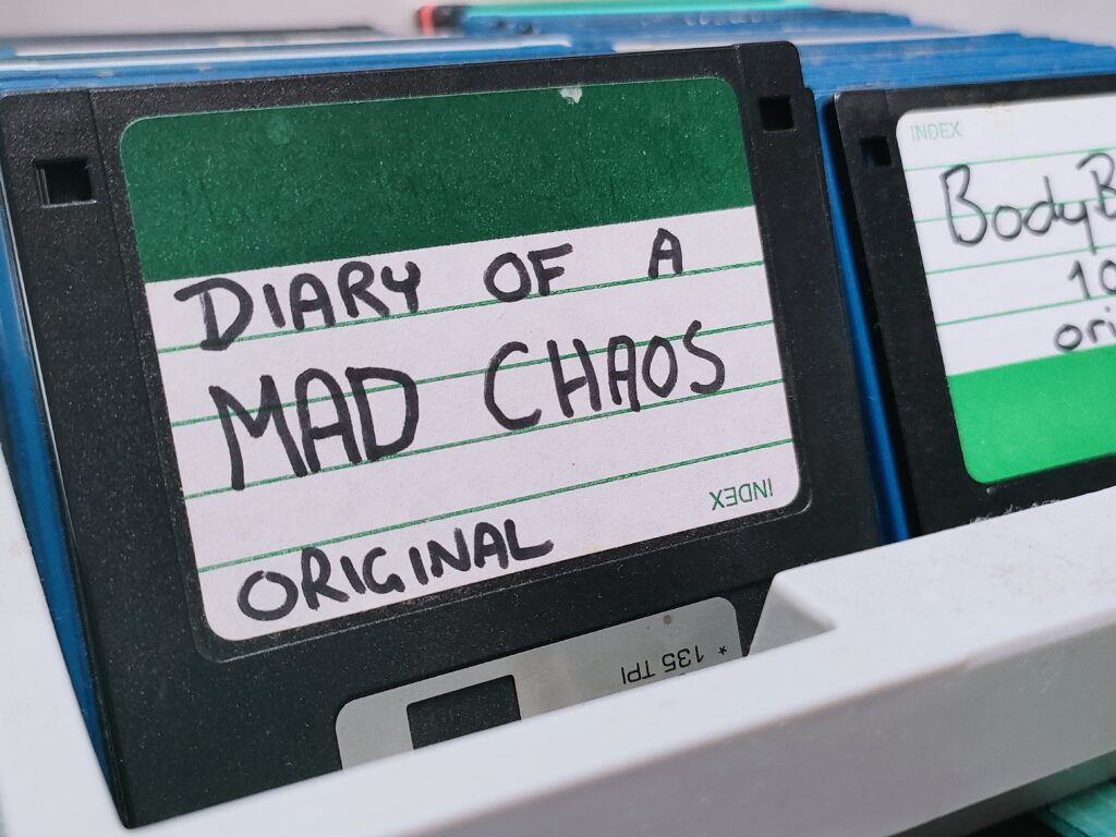 Diary of a Mad Chaos backup archive on 3.5 inch floppy disk