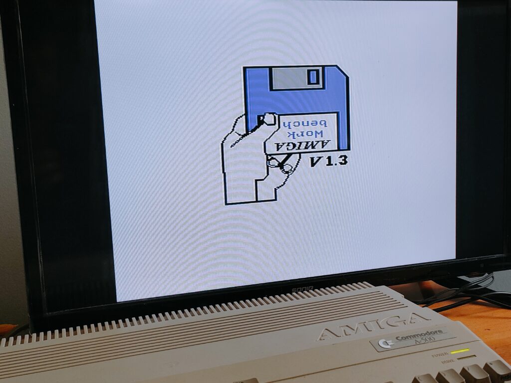 Amiga 500 Start Screen On An Analog TV Display