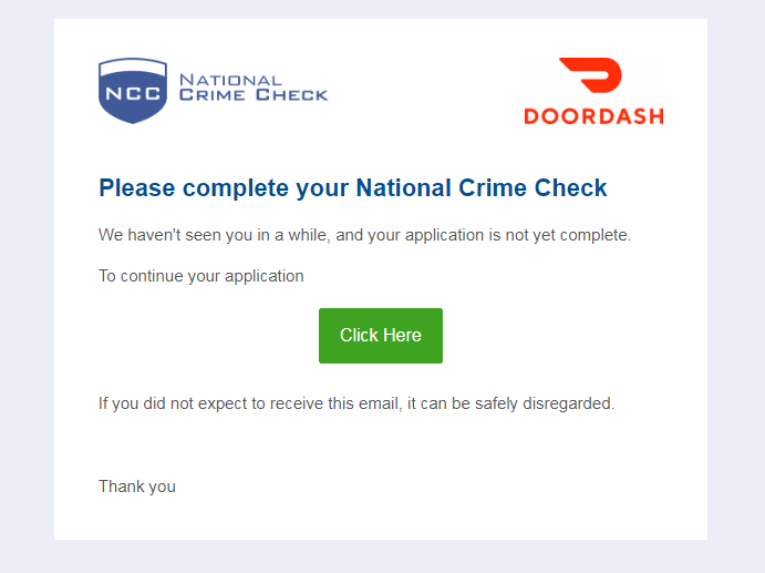 National Crime Check DoorDash