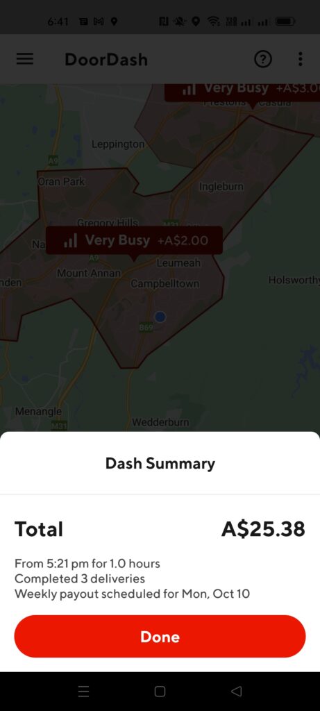 DoorDash Delivery Dash Summary
