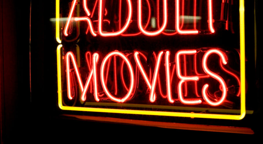 adult movies neon sign