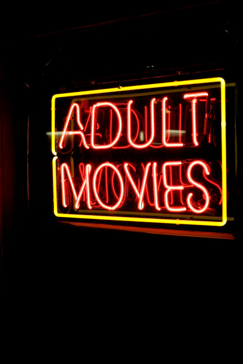 adult movies neon sign