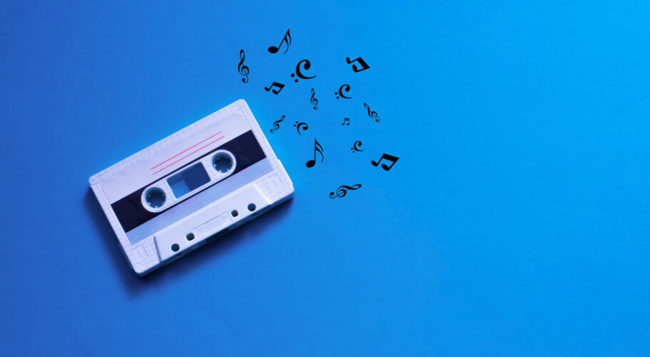 audio cassette with sheet music composition create music