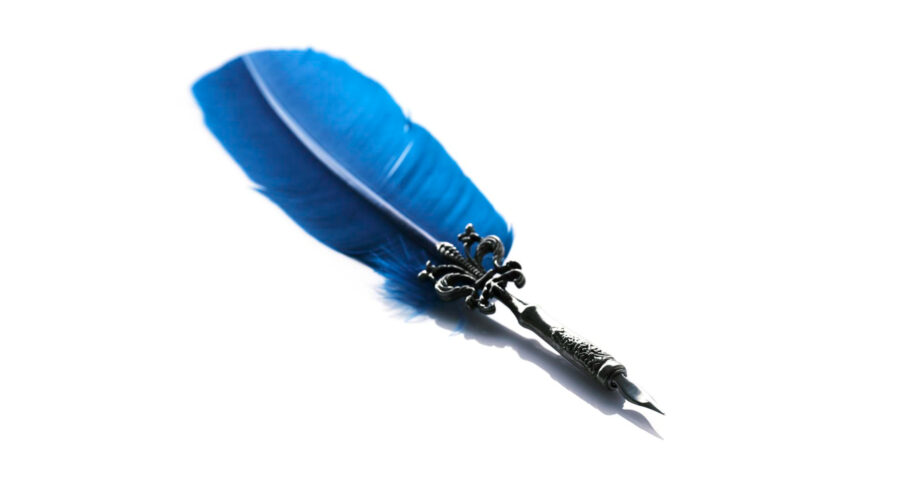 beautiful quill pen white background