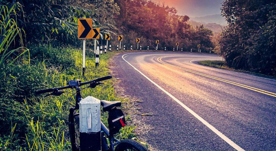 bicycle mountain road beautiful nature sunset light riding bike