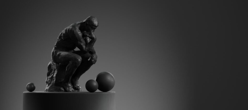 black thinking man-statue-3d-render