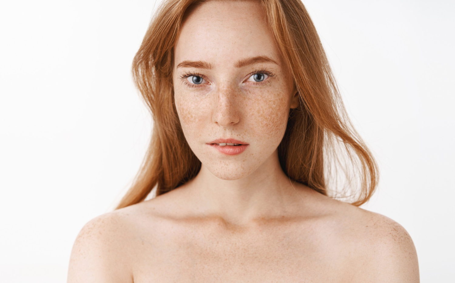 charming feminine redhead young woman with freckles beautiful jewell