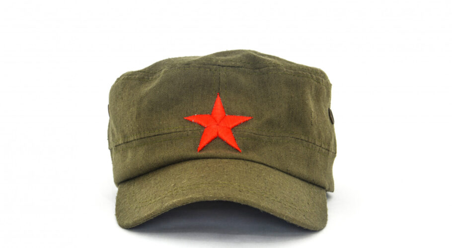 chinese red star cap mao style hat white