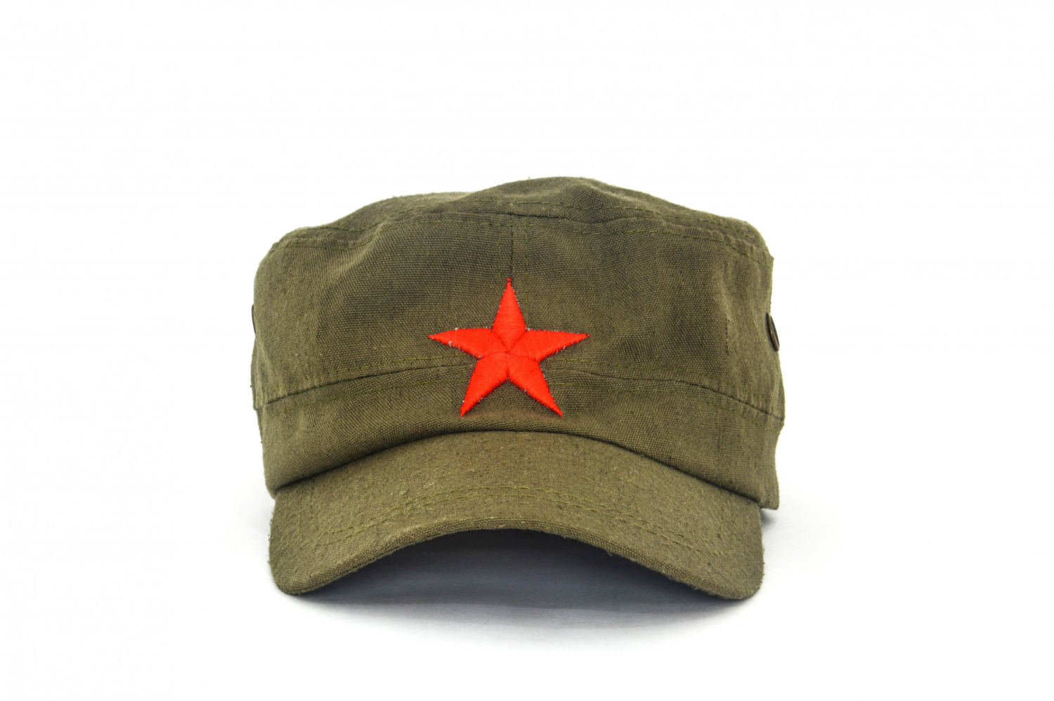 chinese red star cap mao style hat white