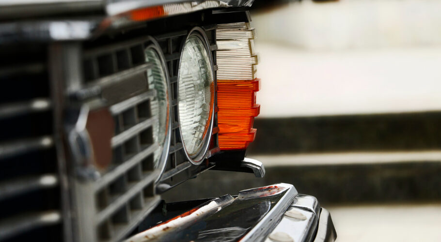 retro car orange headlights