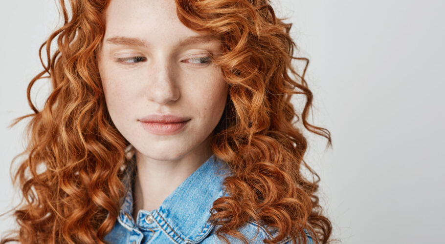 close up pretty redhead girl kathryn with freckles