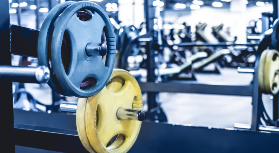 close up rod weights light modern athletic bodybuilding gym