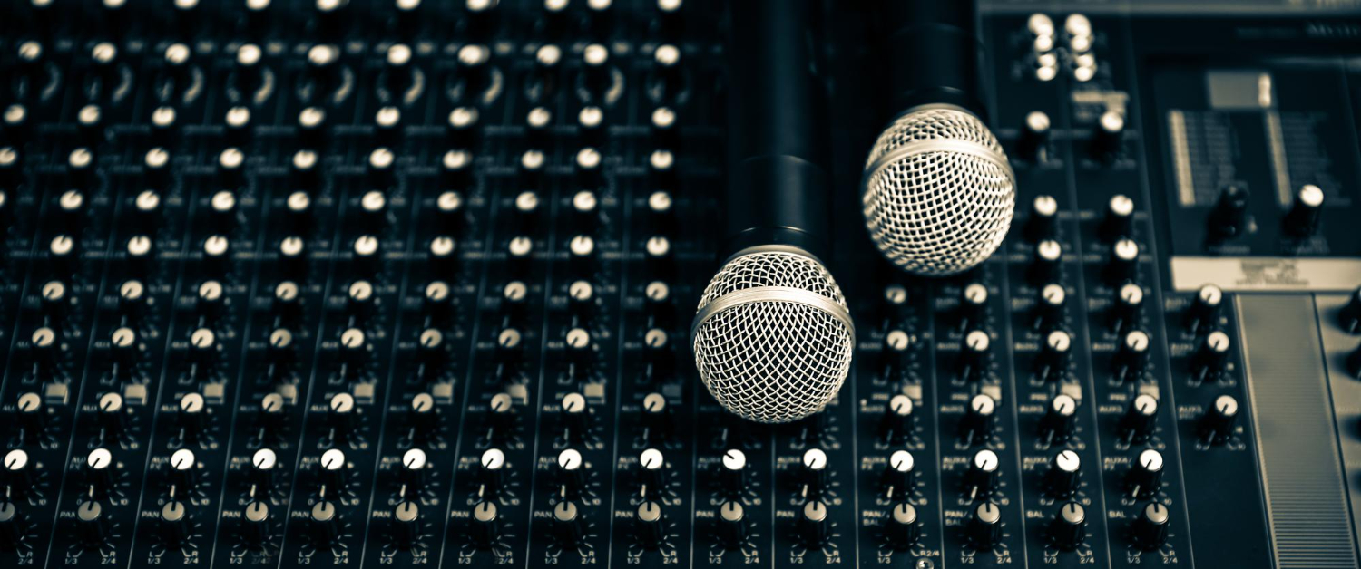 closeup microphone sound mixer studio sound record