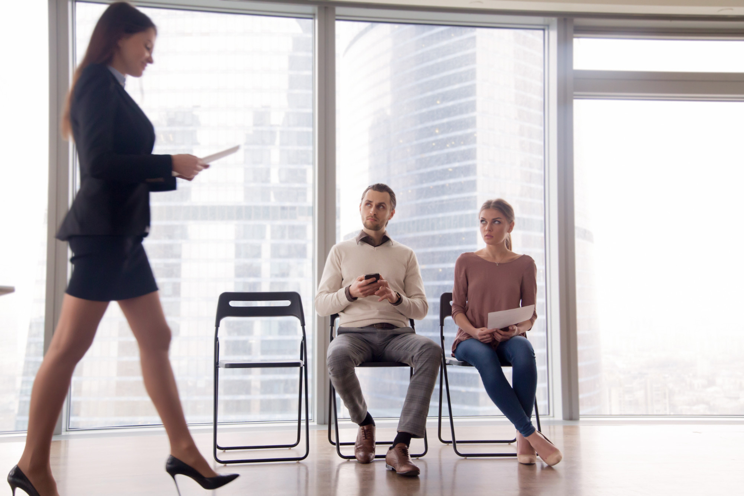 coworkers looking hired promoted happy to be on job interview