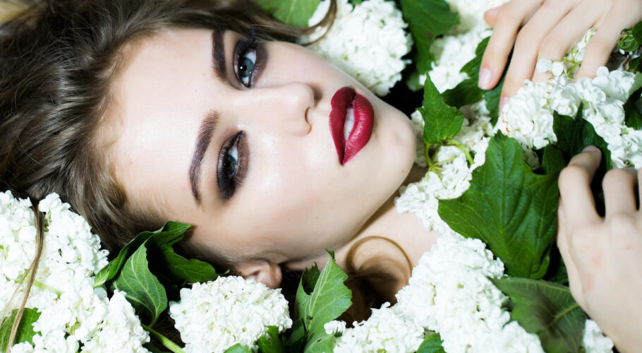 elegant woman white blossom lyssa