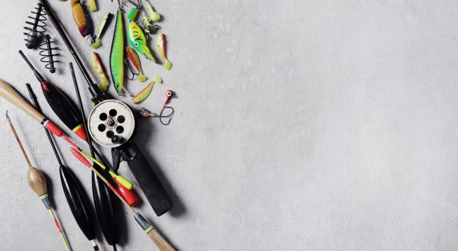 fishing tools prepared to go fishing at the river