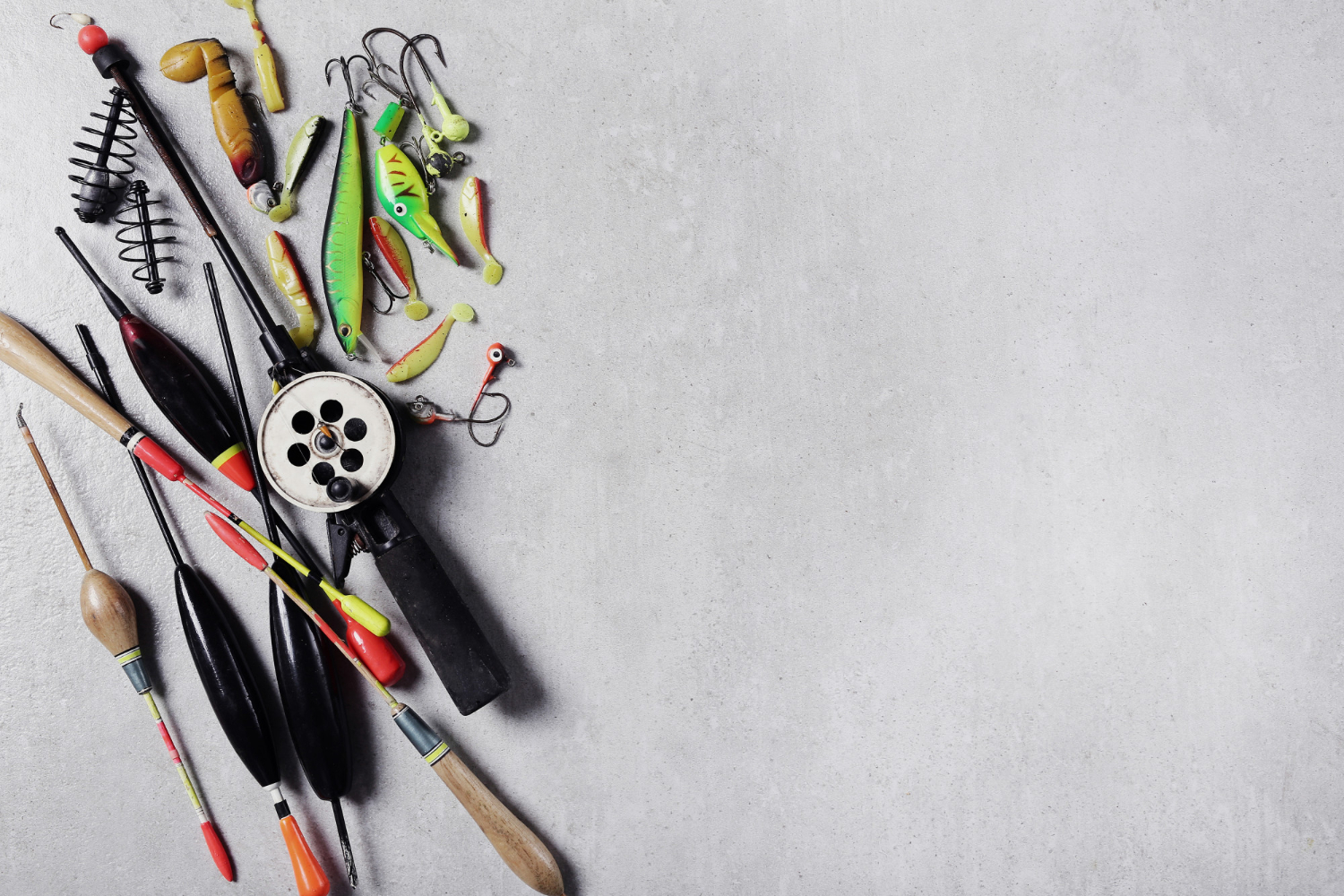 fishing tools prepared to go fishing at the river