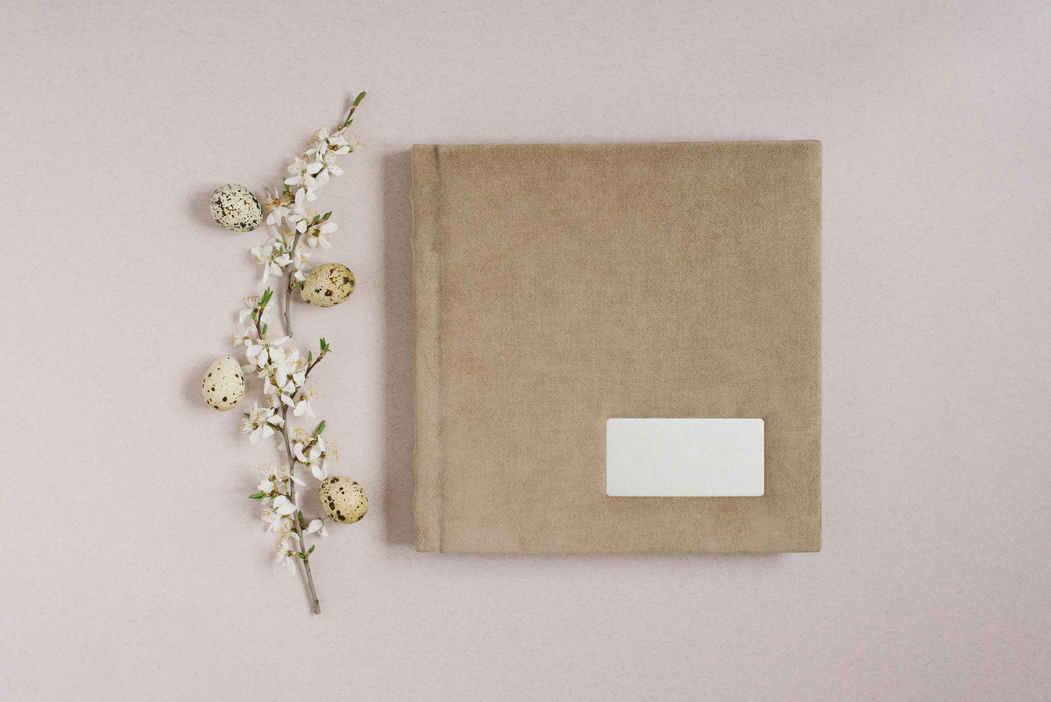 beige girl's diary book with metal frame inscription and spring