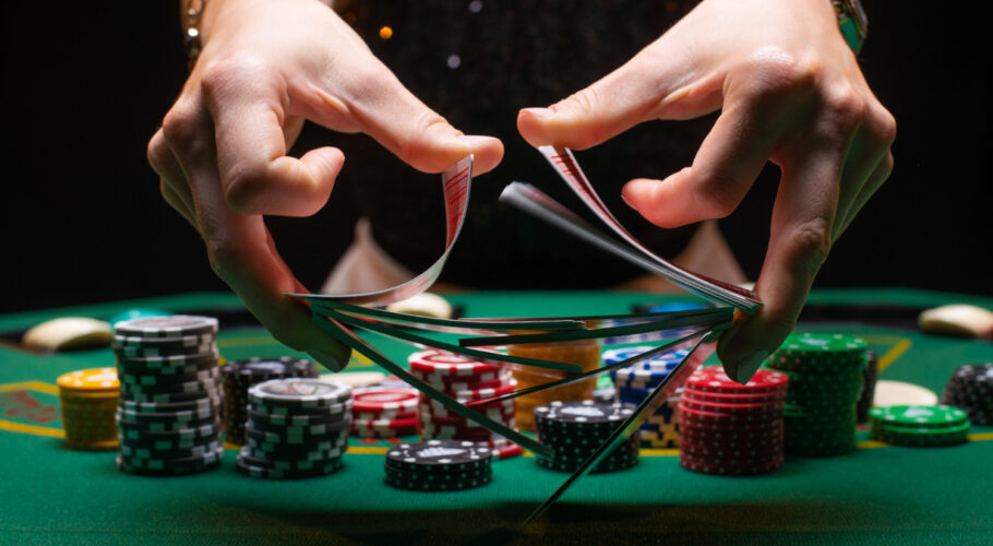Shuffle Poker Cards Playing Blackjack With Friends