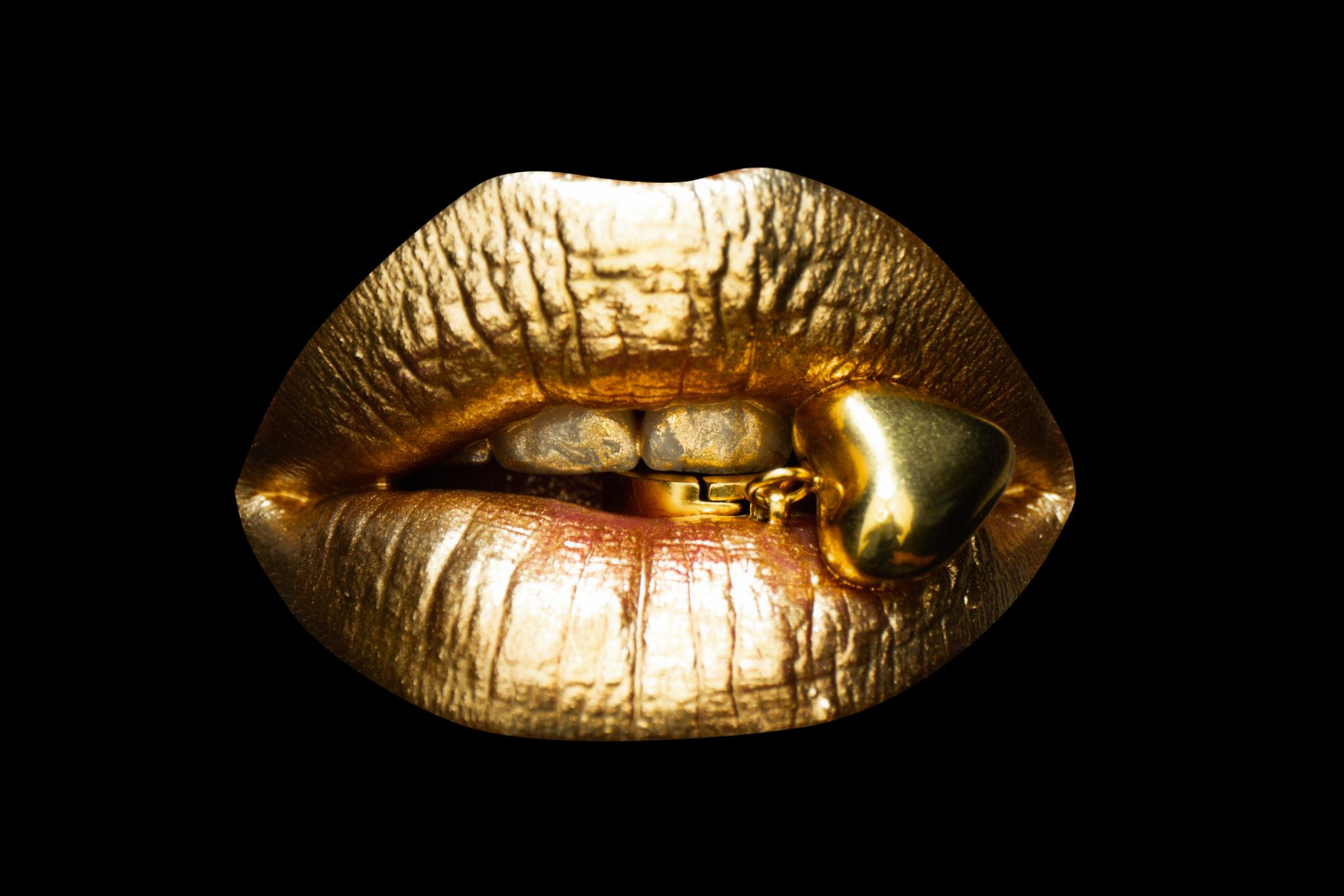 gold sexy female lips beautiful lips beauty golden woman mouth shine metalized lip jewelry lyssa
