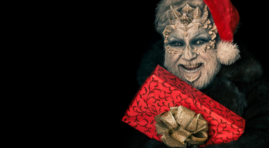 happy monster santa hat furcoat