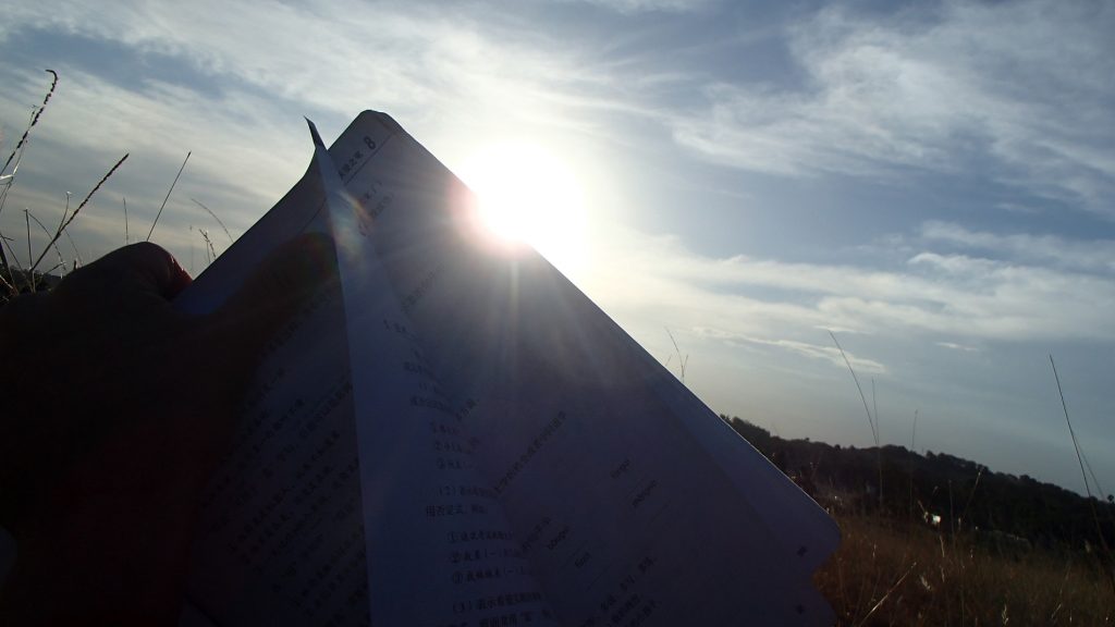 Chinese characters book in sunshine