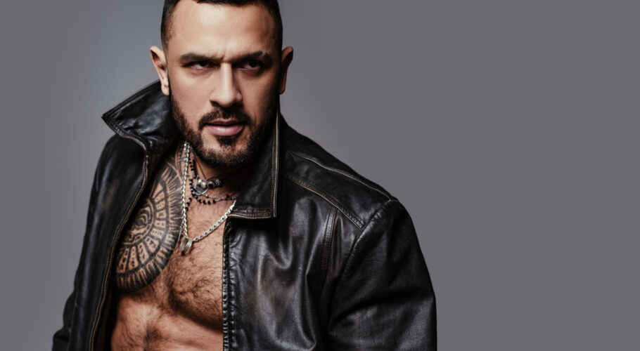 brutal style bearded man with brutal tattoo muscular athleticspace