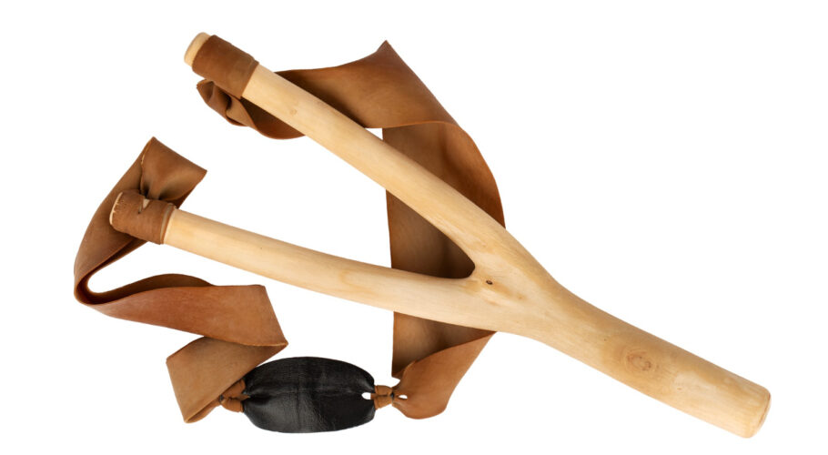 homemade primitive weapon slingshot rubberband processed wooden handle