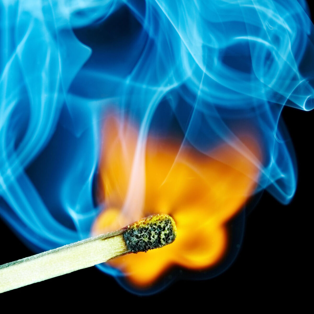 Match Closeup Going Up In Flames Smoke