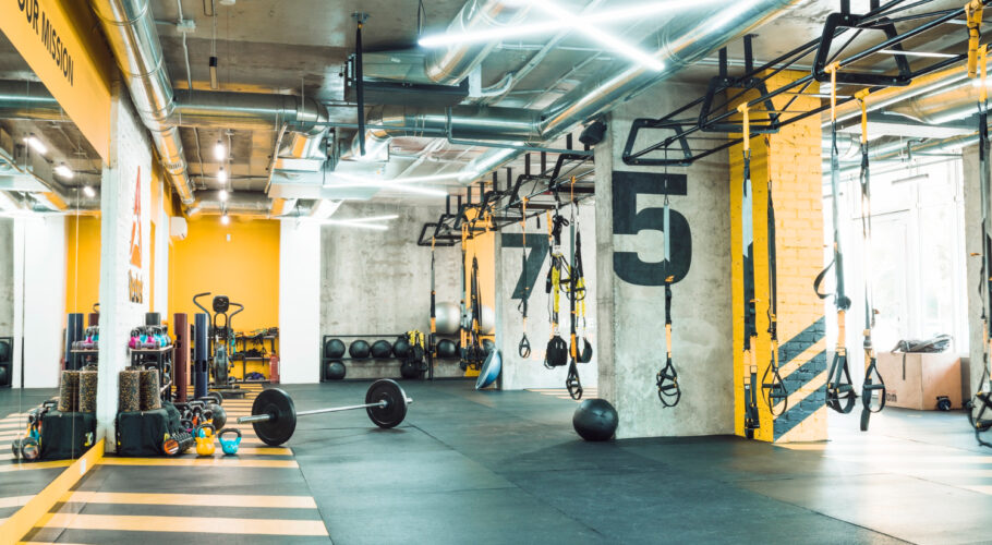 modern gym interior with bodybuilding exercise equipment