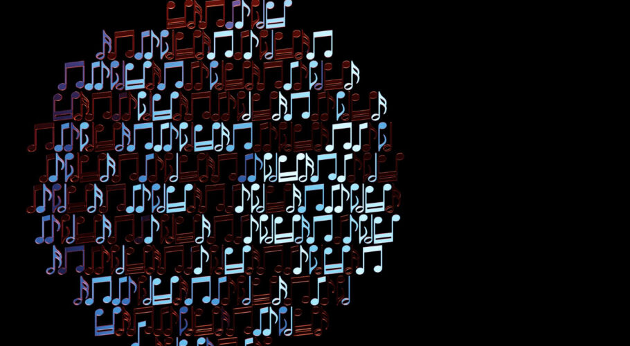 musical notes symbols with curves swirls