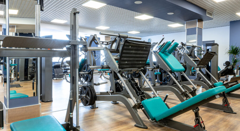 new sports equipment in bodybuilding gym