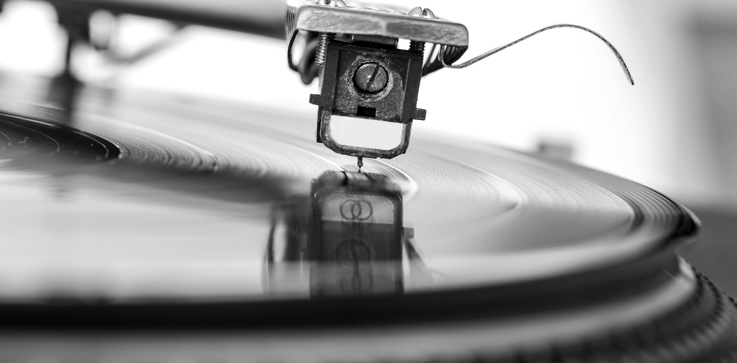 old dusty vinyl turntable player isolated white background