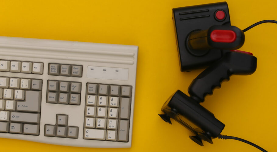 old keyboard joysticks retro gaming 80s