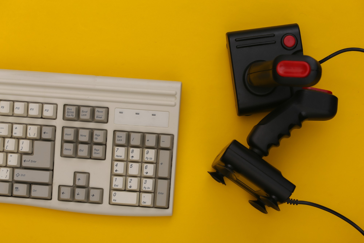 old keyboard joysticks retro gaming 80s