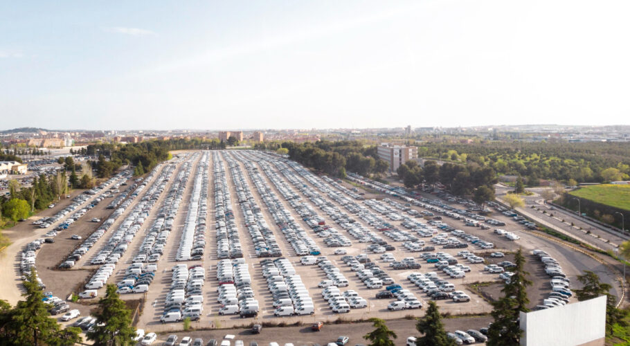 parked vehicles aerial view parking lot