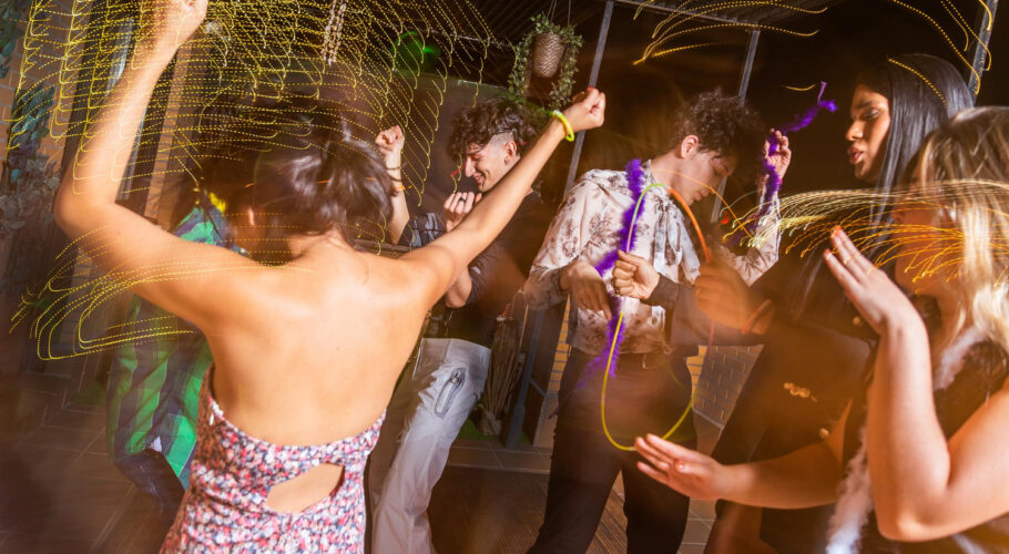 people having fun terrace new year eve