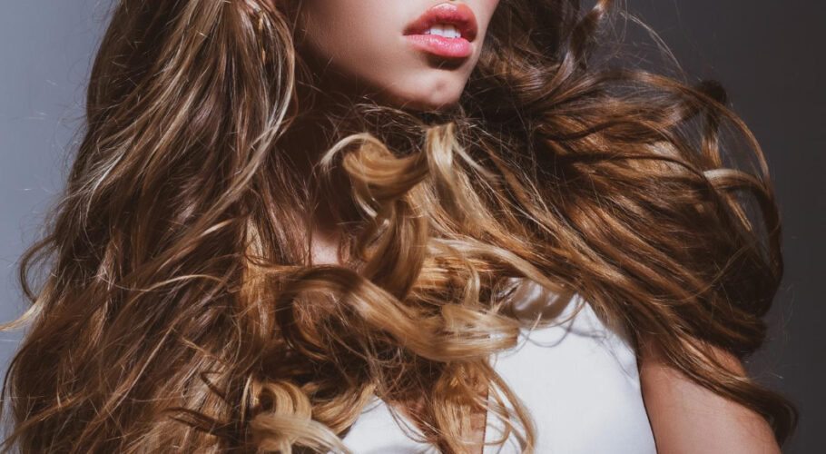 portrait beautiful sensual woman with long curly hair lyssa