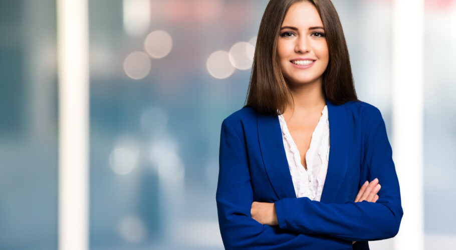 portrait of a smiling young woman hr manager conducting job interview