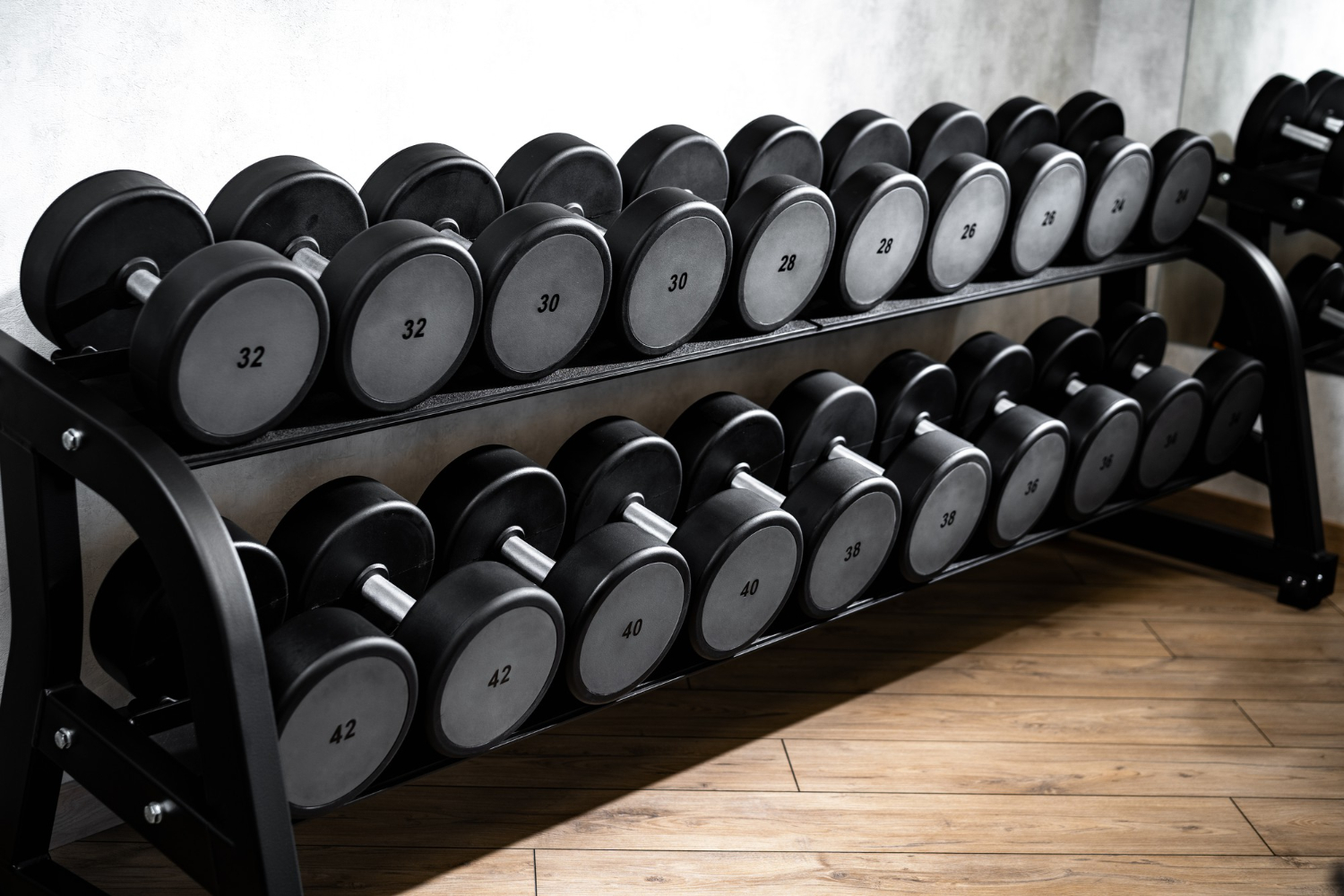 rows metal dumbbells rack bodybuilding gym