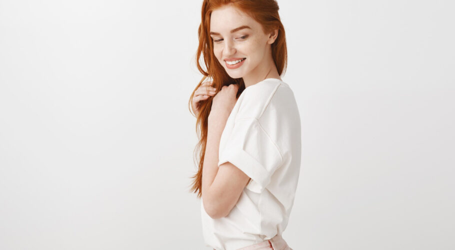 sensual tender redhead girl looking coquettish smiling kathryn