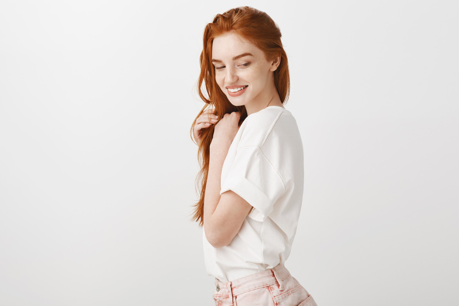 sensual tender redhead girl looking coquettish smiling kathryn