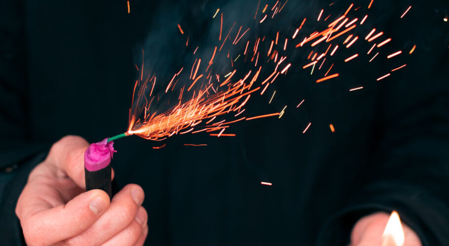 setting firecracker off fire